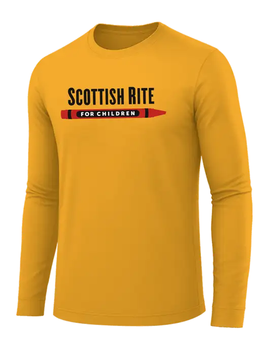 Long Sleeve Yellow Gold PosiCharge Competitor Tee w/Scottish Rite for Children Logo