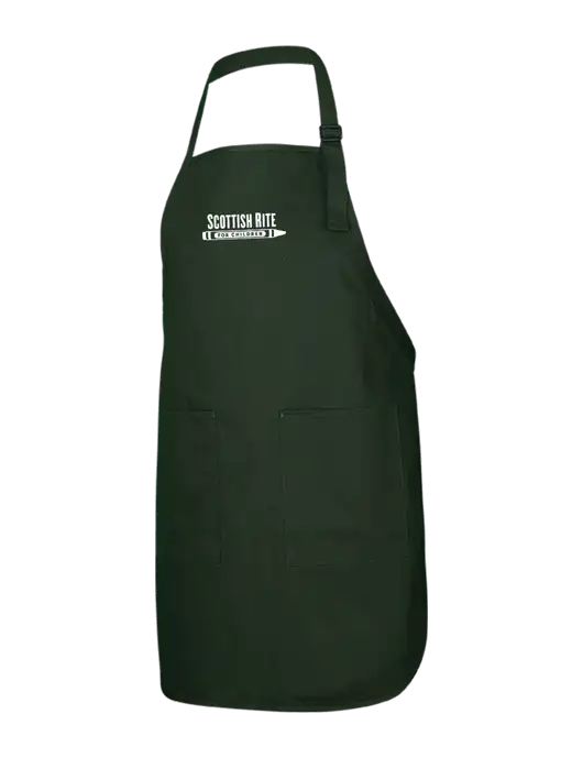 Full-Length Dark Green Apron With Pockets w/Scottish Rite for Children Logo