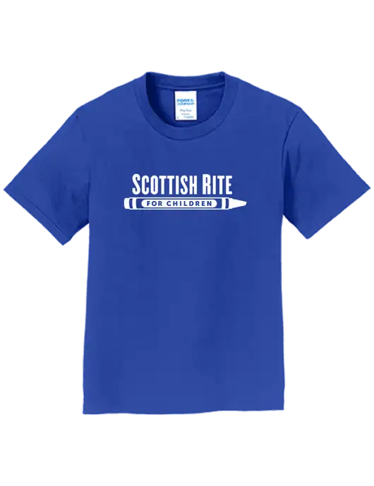 Youth Ring Spun Royal 4.5 oz T-Shirt w/Scottish Rite for Children Logo