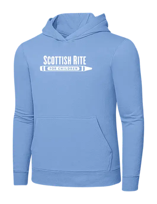 Light Blue 7.8. oz Ring Spun Hooded Sweatshirt w/Scottish Rite for Children Logo