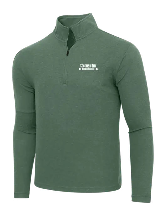 Adidas Dark Green Heather 3 Stripes Quarter Zip Sweater w/Scottish Rite for Children Logo