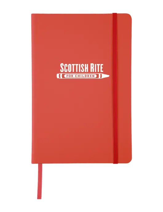 Red Comfort Touch Bound Journal 5 ¾" W x 8 ½” H w/Scottish Rite for Children Logo