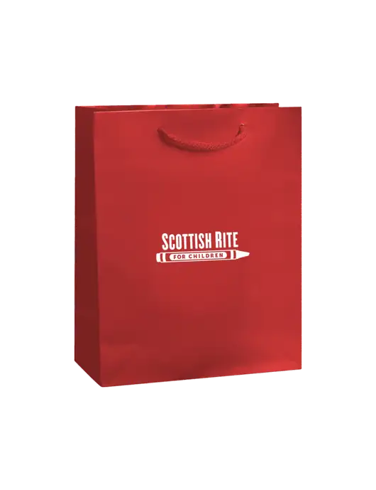 Red Gift Bag Gloss 8x10 w/Scottish Rite for Children Logo