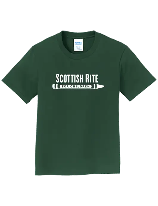 Youth Ring Spun Forest Green 4.5 oz T-Shirt w/Scottish Rite for Children Logo