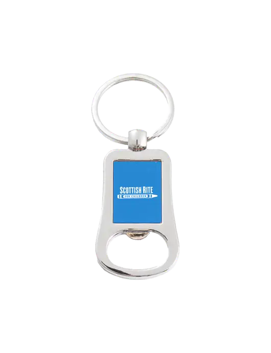Silver & Blue Bottle Opener Keychain w/Scottish Rite for Children Logo