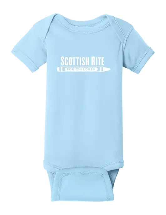 Rabbit Skins Light Blue Infant Short Sleeve Baby Rib Bodysuit w/Scottish Rite for Children Logo