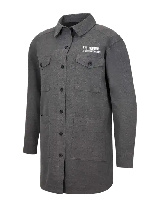 Mercer+Mettle Womens Medium Grey Heather Long Sleeve Twill Overshirt w/Scottish Rite for Children Logo