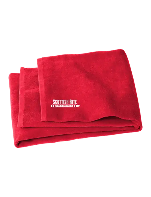 Red Beach Towel w/Scottish Rite for Children Logo