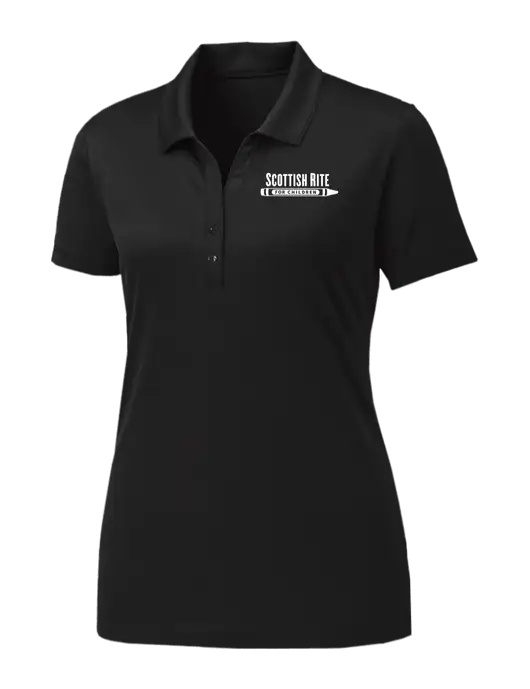 Womens Black PosiCharge Competitor Polo w/Scottish Rite for Children Logo