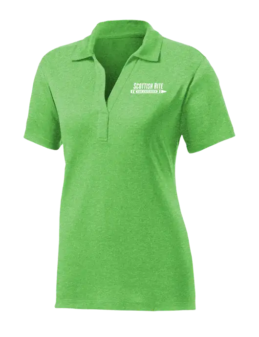Womens Kelly Green Heather Contender Polo w/Scottish Rite for Children Logo
