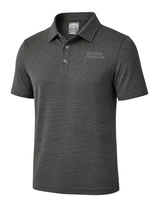 Callaway Black Fine Line Stripe Polo w/Scottish Rite for Children Logo