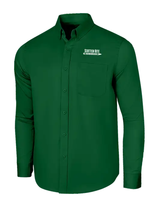 Long Sleeve Dark Green Superpro React Twill Shirt w/Scottish Rite for Children Logo