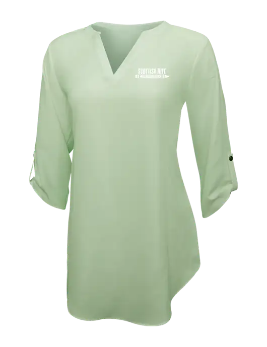 Very Light Green Womens 3/4 Sleeve Tunic Blouse w/Scottish Rite for Children Logo