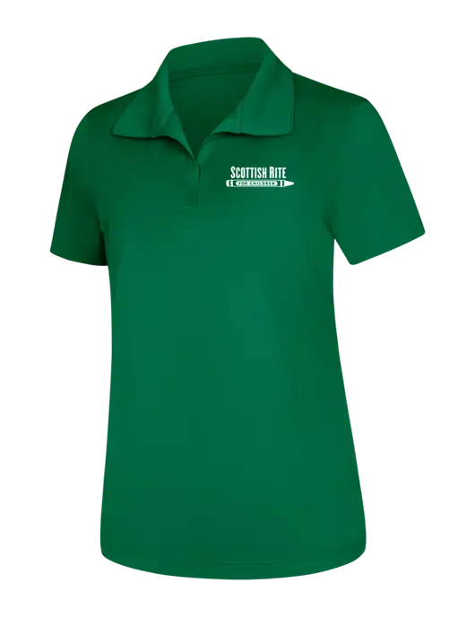 Womens Kelly Green Micropique Sport-Wick Polo w/Scottish Rite for Children Logo