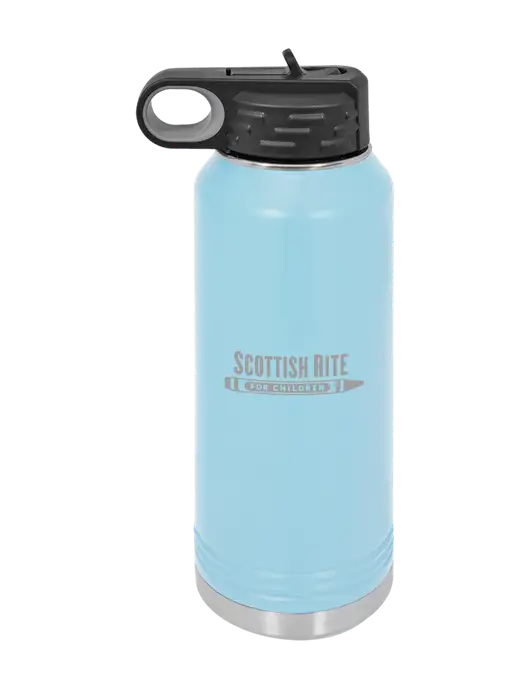Polar Camel 32 oz Powder Coated Light Blue Vacuum Insulated Water Bottle w/Scottish Rite for Children Logo