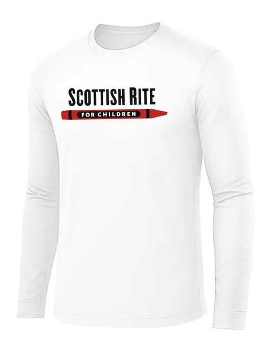 Long Sleeve White PosiCharge Competitor Tee w/Scottish Rite for Children Logo
