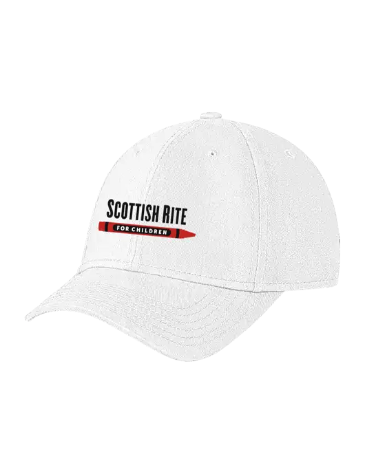 White Structured Soft Snap Closure Hook & Loop Cap w/Scottish Rite for Children Logo