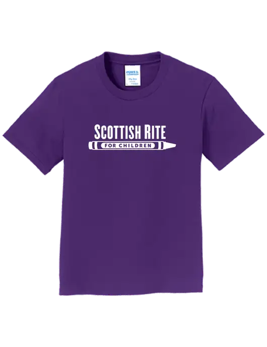 Youth Ring Spun Purple 4.5 oz T-Shirt w/Scottish Rite for Children Logo