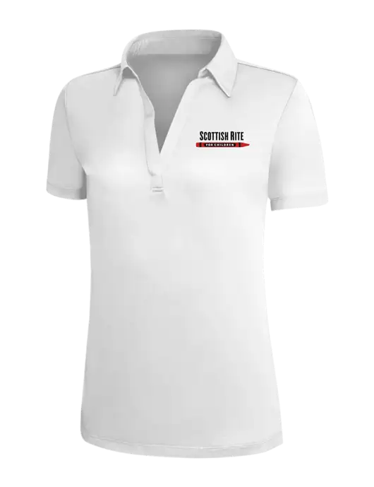 White Silk Touch Womens Performance Polo w/Scottish Rite for Children Logo