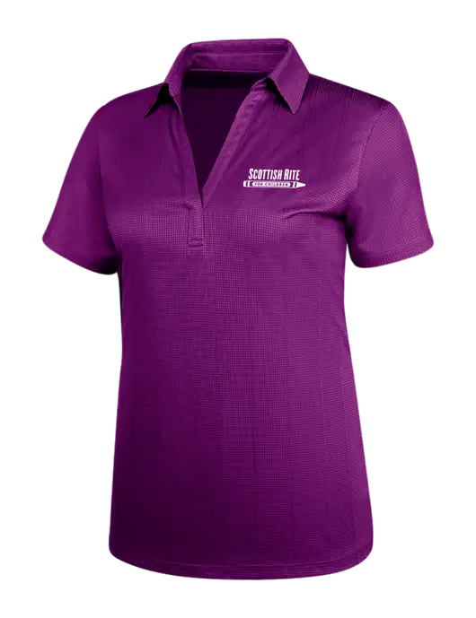 Violet Purple Womens Performance Fine Jacquard Polo w/Scottish Rite for Children Logo