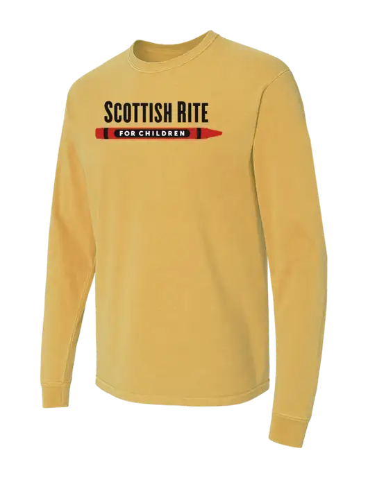 Comfort Colors Garment-Dyed Yellow Gold Heavyweight Long Sleeve T-Shirt w/Scottish Rite for Children Logo
