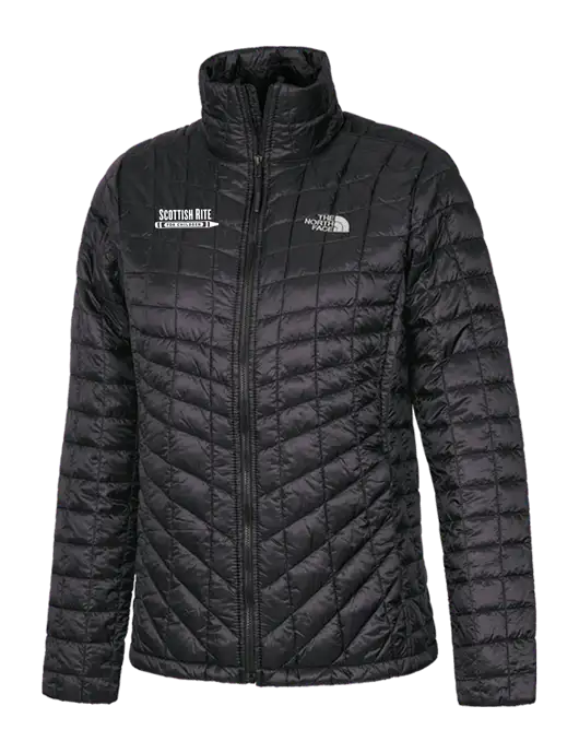 North Face Womens Matte Black ThermoBall Trekker Jacket w/Scottish Rite for Children Logo