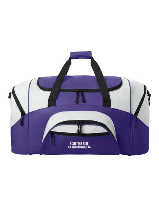 Standard Colorblock Purple/Light Grey Sport Duffel w/Scottish Rite for Children Logo