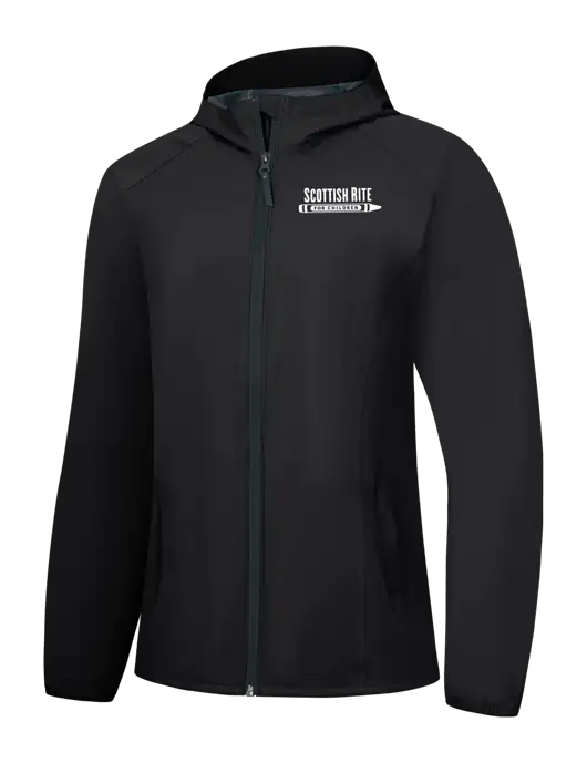 Womens Black Essential Rain Jacket w/Scottish Rite for Children Logo