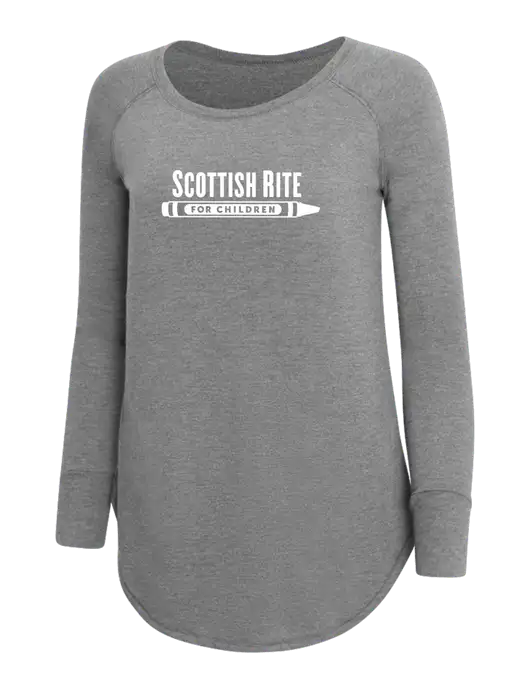 Womens Perfect Wide Collar Tunic Tri-Blend Grey Frost 4.5 oz T-Shirt w/Scottish Rite for Children Logo