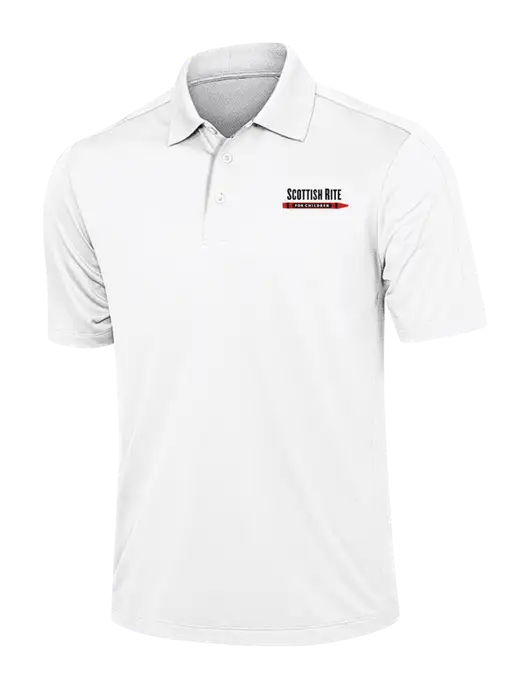 White Diamond Textured Jacquard Polo w/Scottish Rite for Children Logo
