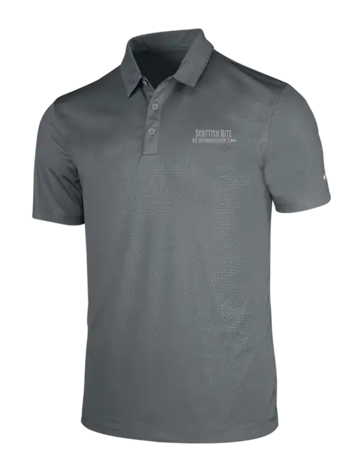 NIKE Medium Grey Dri-Fit Embossed Tri-Blade Polo w/Scottish Rite for Children Logo