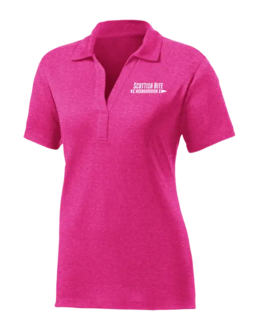 Womens Pink Raspberry Heather Contender Polo w/Scottish Rite for Children Logo