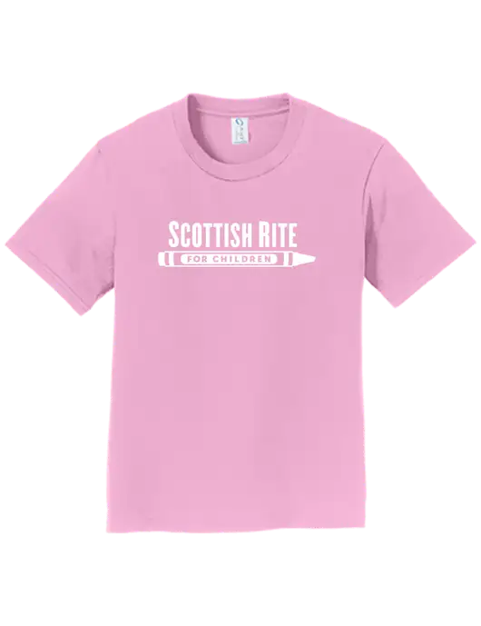 Youth Ring Spun Candy Pink 4.5 oz T-Shirt w/Scottish Rite for Children Logo