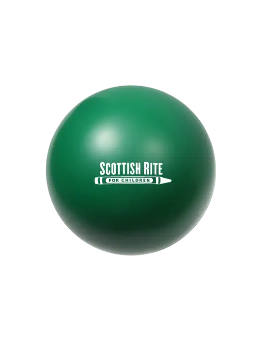 Medium Dark Green Stress Reliever Ball w/Scottish Rite for Children Logo