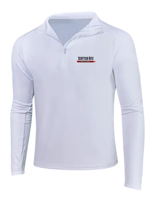 White Sport Wick Stretch 1/4 Zip Pullover w/Scottish Rite for Children Logo