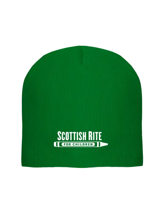 Solid Kelly Green Element Knit Beanie w/Scottish Rite for Children Logo