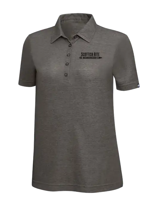 TravisMathew Black Heather Womens Oceanside Polo w/Scottish Rite for Children Logo