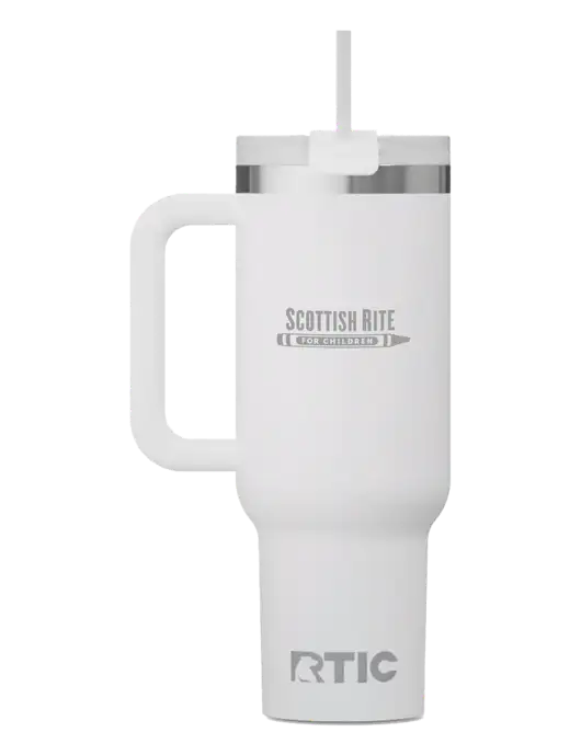 RTIC Road Trip 40 oz White Tumbler  w/Scottish Rite for Children Logo