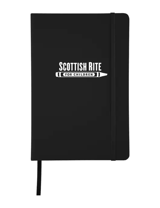 Black Comfort Touch Bound Journal 5 ¾" W x 8 ½” H w/Scottish Rite for Children Logo
