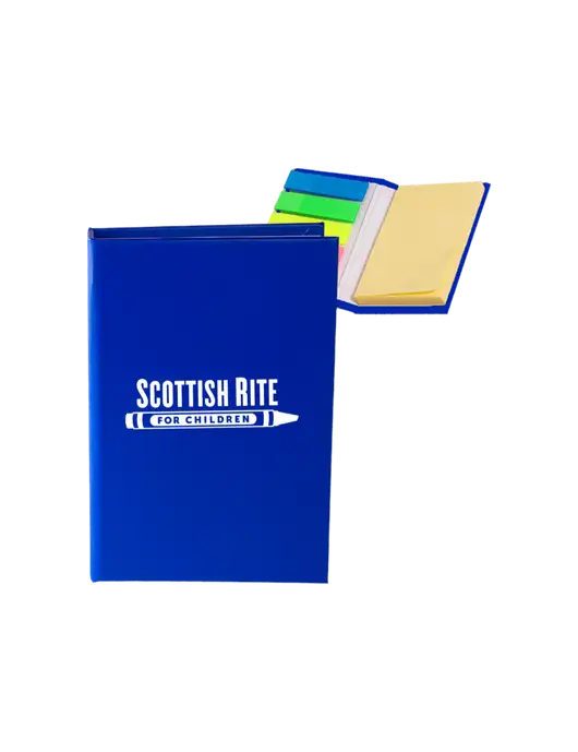 Dark Royal Blue Micro Sticky Note Pad, 2 x 3.25 w/Scottish Rite for Children Logo