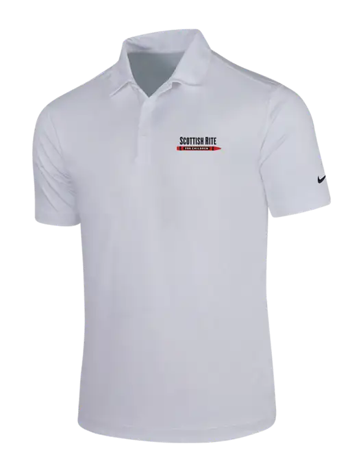 NIKE White Dri-Fit Vertical Mesh Polo w/Scottish Rite for Children Logo