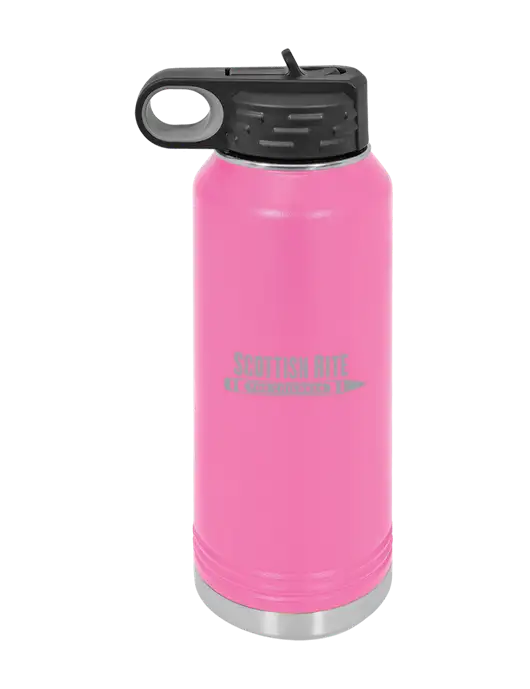 Polar Camel 32 oz Powder Coated Pink Vacuum Insulated Water Bottle w/Scottish Rite for Children Logo