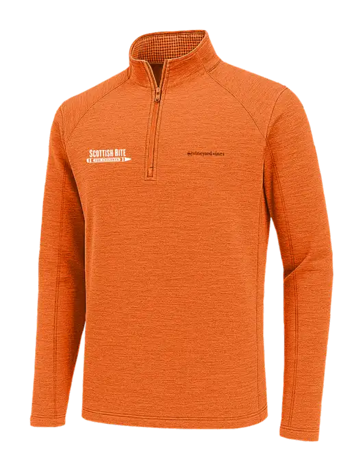 Vineyard Vines Heather Orange Sankaty Quarter-Zip Pullover
 w/Scottish Rite for Children Logo