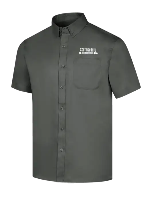 Short Sleeve Dark Grey Superpro React Twill Shirt w/Scottish Rite for Children Logo