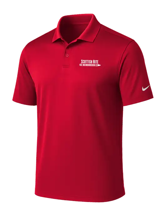 NIKE Red Victory Solid Polo w/Scottish Rite for Children Logo