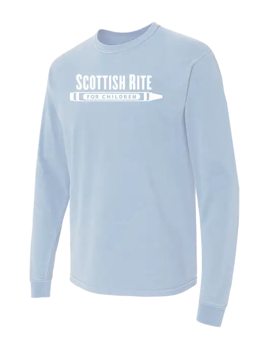 Comfort Colors Garment-Dyed Light Blue Heavyweight Long Sleeve T-Shirt w/Scottish Rite for Children Logo