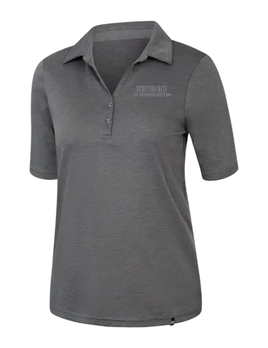 TravisMathew Womens Black Heather Sunsetters Polo w/Scottish Rite for Children Logo