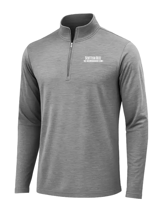 Dark Grey Heather Posicharge Tri-Blend Wicking 1/4 Zip Pullover w/Scottish Rite for Children Logo