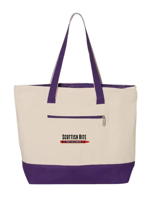 Natural/Purple Zippered Tote  w/Scottish Rite for Children Logo