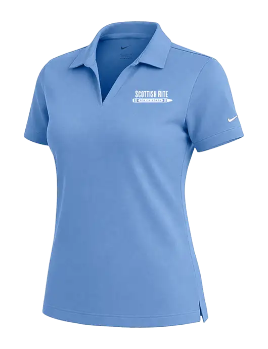 NIKE Carolina Blue Womens Dri-Fit Micro Pique Polo w/Scottish Rite for Children Logo